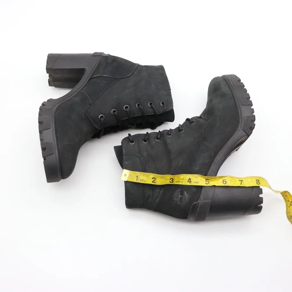 Timberland Lana Point 6 Inch Lace Up Black Nubuck Women's Size 8 Heeled Boots - Picture 6 of 11